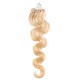 20 inch (50cm) Micro ring / easy ring human hair extensions wavy - the lightest blonde