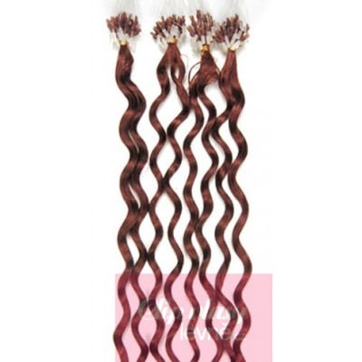 20 inch (50cm) Micro ring / easy ring human hair extensions curly REMY - copper red