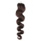 24 inch (60cm) Micro ring / easy ring human hair extensions wavy - dark brown