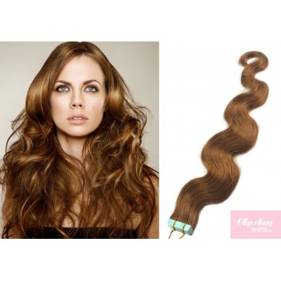 20 inch (50cm) Tape IN human REMY hair wavy - light brown