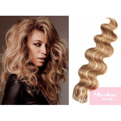 20 inch (50cm) Tape IN human REMY hair wavy - light blonde/natural blonde