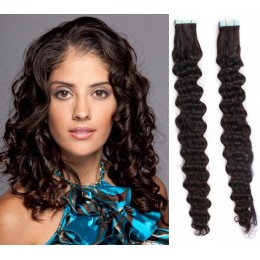 Tape In Hair Extensions Remy 20 50cm Curly Clip Vlasy Levne