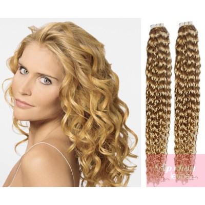 20 inch (50cm) Tape IN human REMY hair curly - natural blonde