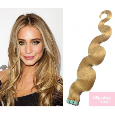 24 inch (60cm) Tape IN human REMY hair wavy - natural blonde
