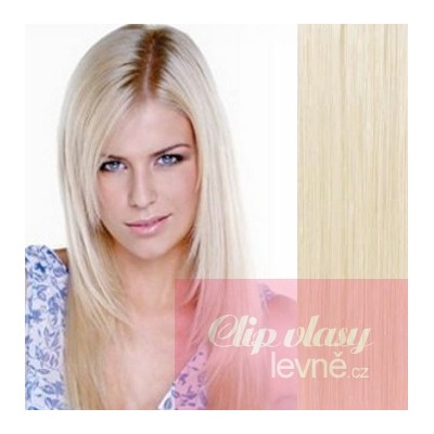 16 inch (40cm) Clip in human REMY hair 100g - platinum blonde
