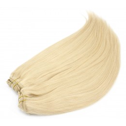 24 inch (60cm) Deluxe clip in human REMY hair - the lightest blonde