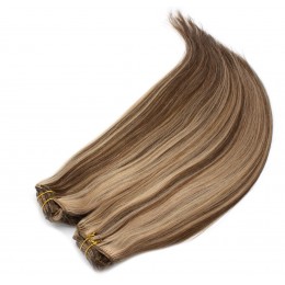 24 inch (60cm) Deluxe clip in human REMY hair - dark brown/blonde