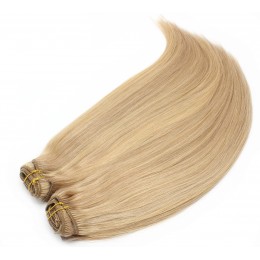 28 inch (70cm) Deluxe clip in human REMY hair - light blonde/natural blonde
