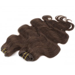 20 inch (50cm) Deluxe wavy clip in human REMY hair - dark brown