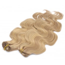 20 inch (50cm) Deluxe wavy clip in human REMY hair - light blonde/natural blonde