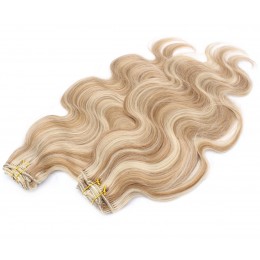 20 inch (50cm) Deluxe wavy clip in human REMY hair - mixed blonde