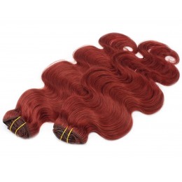 20 inch (50cm) Deluxe wavy clip in human REMY hair - copper red