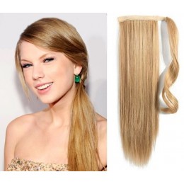 Clip in ponytail wrap hair extensions 24 inch straight - light blonde/natural blonde