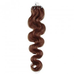 20 inch (50cm) Micro ring / easy ring human hair extensions wavy - medium light brown