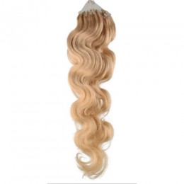 20 inch (50cm) Micro ring / easy ring human hair extensions wavy - natural blonde