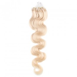 20 inch (50cm) Micro ring / easy ring human hair extensions wavy - platinum blonde