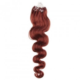 24 inch (60cm) Micro ring / easy ring human hair extensions wavy - copper red