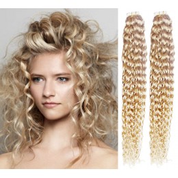 20 inch (50cm) Tape IN human REMY hair curly - platinum blonde