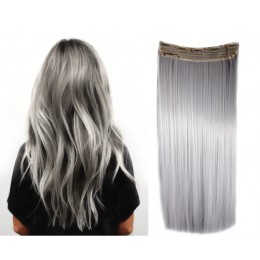 24 inches one piece full head 5 clips clip in kanekalon weft straight – platinum blonde