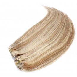 20 inch (50cm) Deluxe clip in human REMY hair - mixed blonde